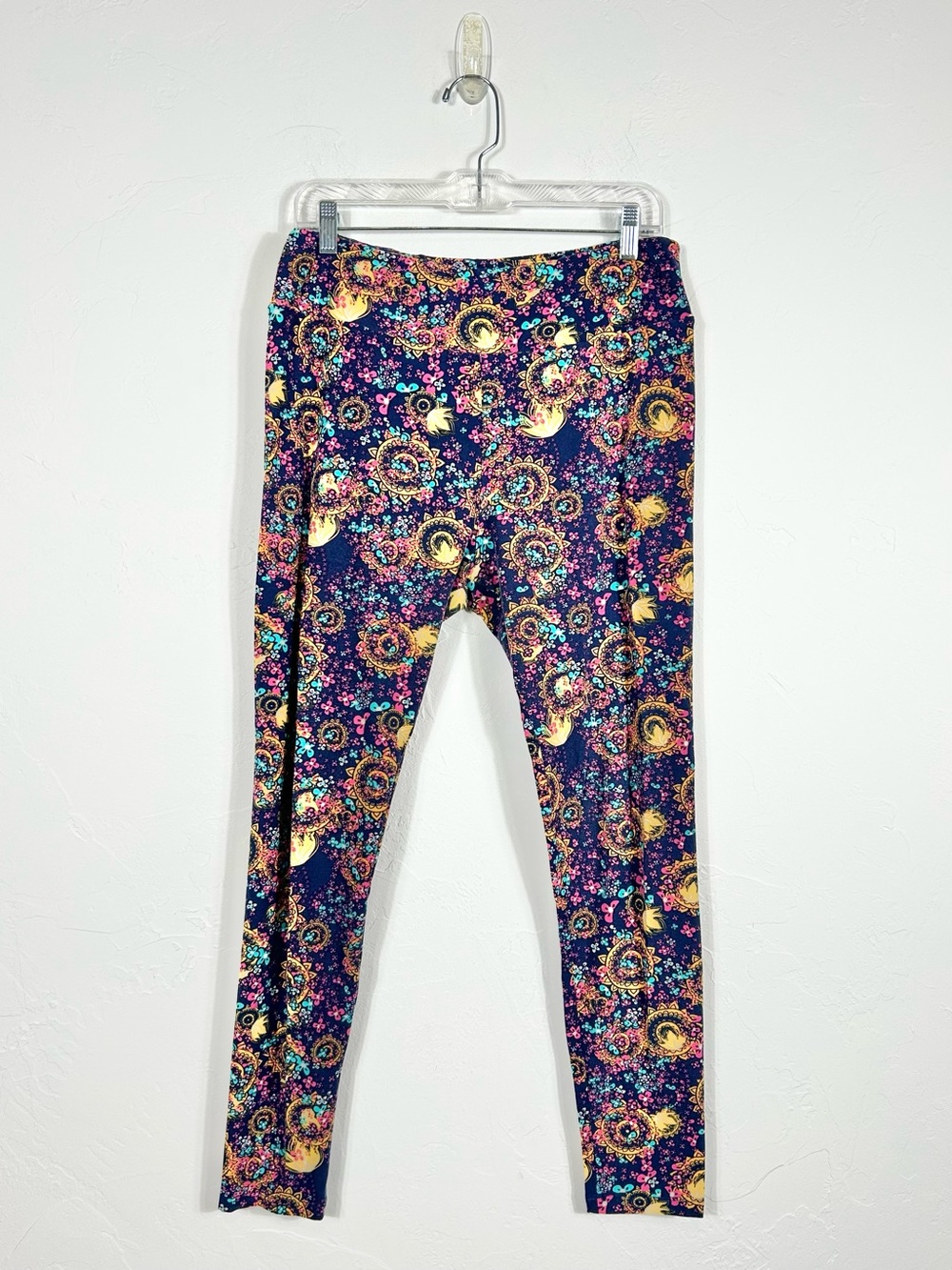 LuLaRoe TC Leggings Size Tall & Curvy Whimsigoth Navy Blue Yellow Celestial Sun
